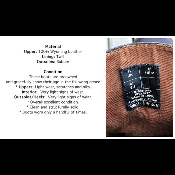 SOLD Dr. Martens Fitzroy Brogue Leather 7 Eye Boot - Picture 15 of 16